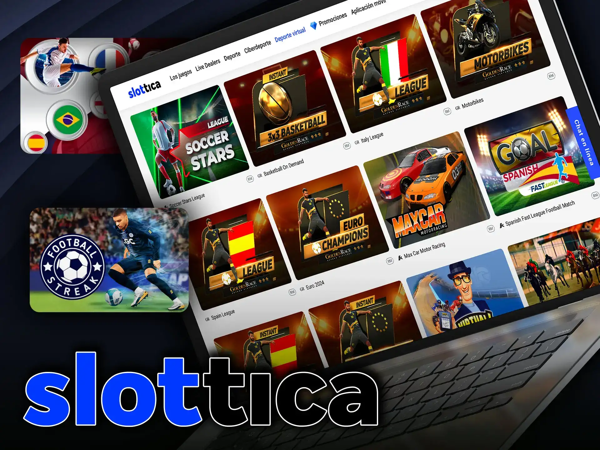 Una lista de deportes virtuales en los que los jugadores pueden apostar en Slottica.