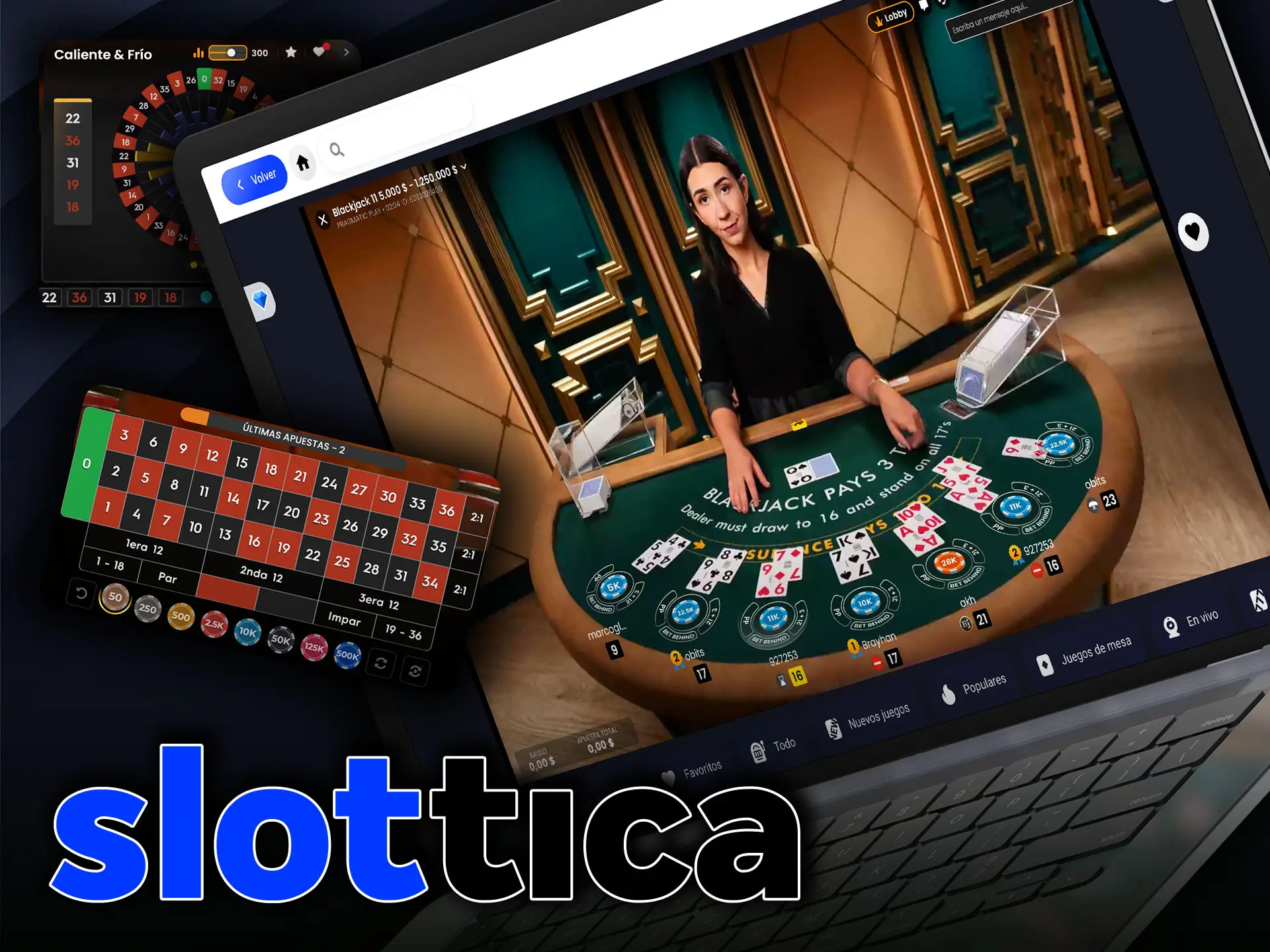 La plataforma Slottica tiene opciones de apuestas comunes según el juego.