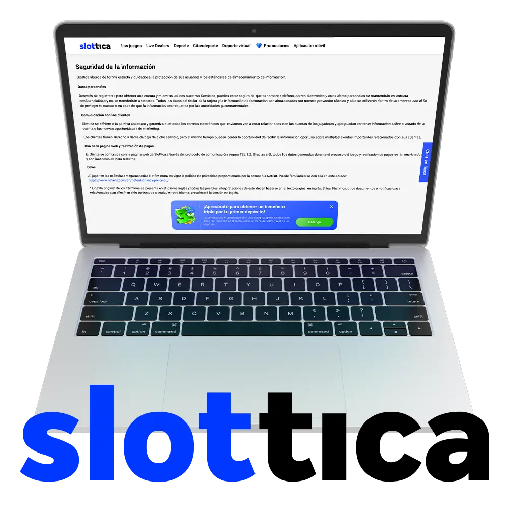 Política de privacidad y tratamiento de datos personales en el sitio web de Slottica.