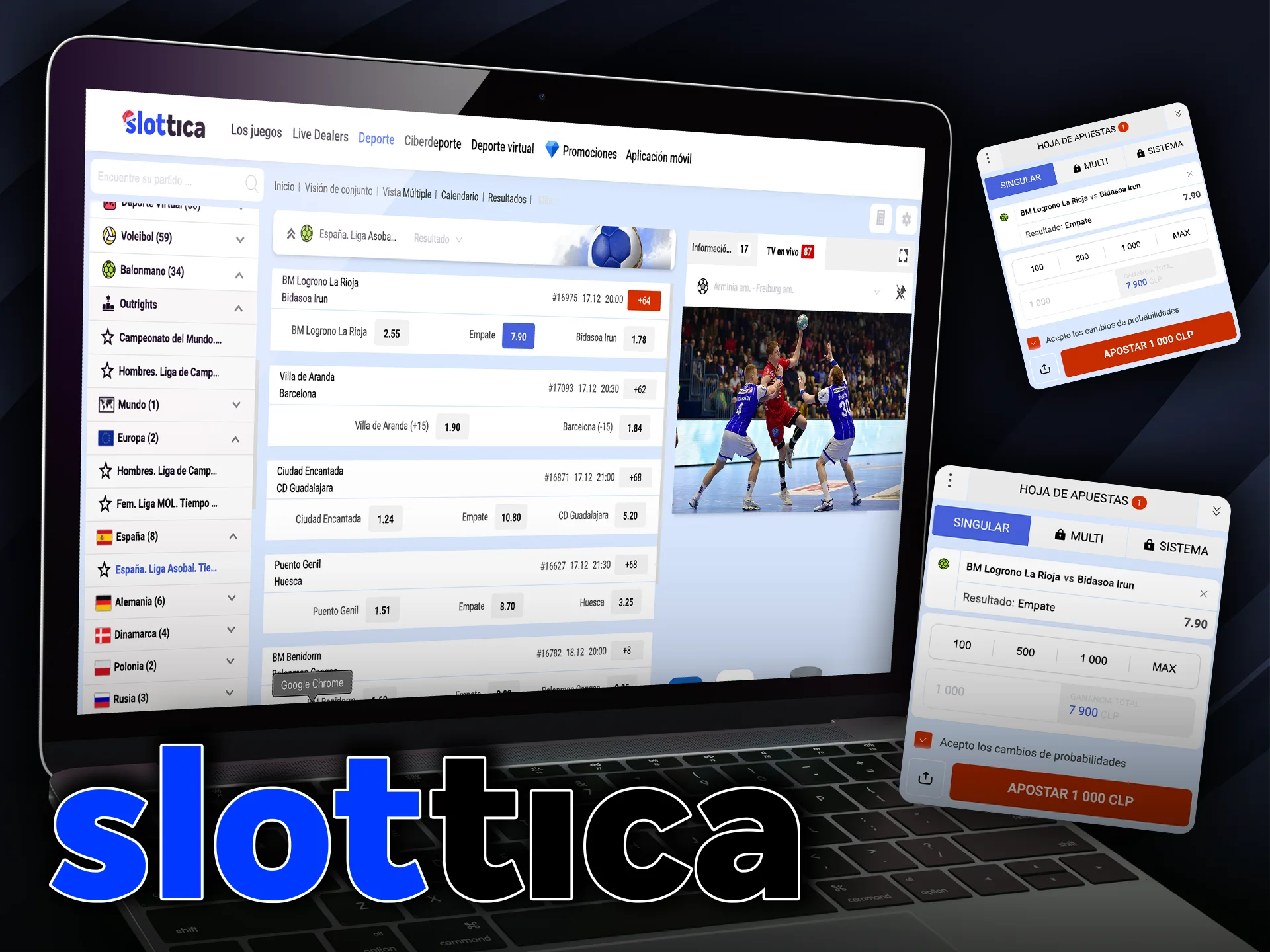 Pruebe las ventajas de las apuestas de balonmano online en Slottica.