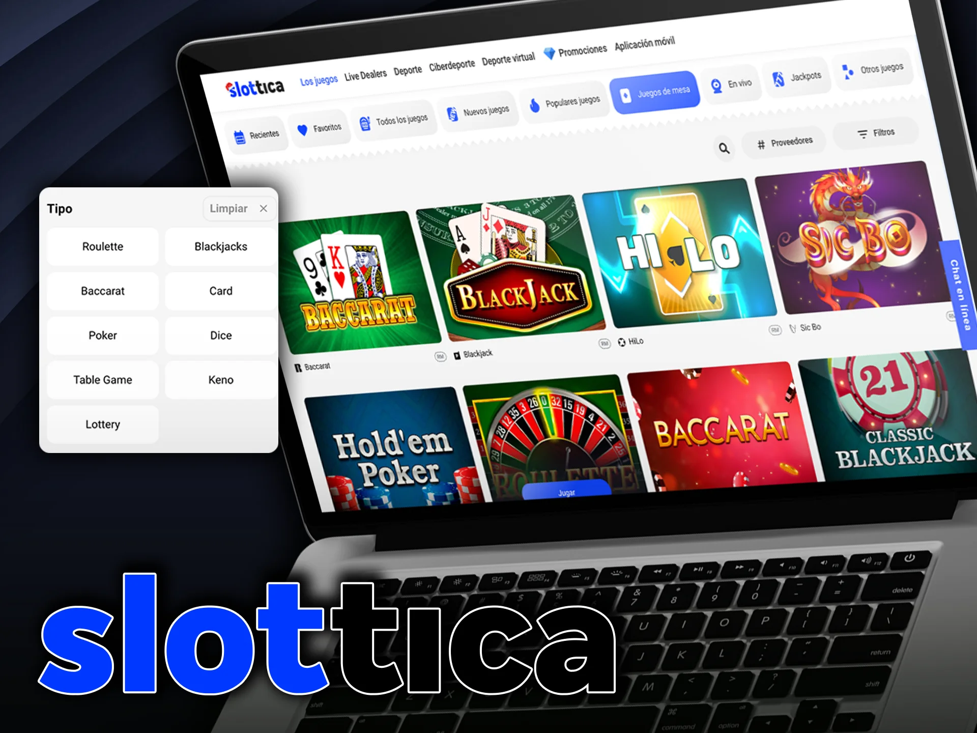 Explore una variedad de juegos de azar de mesa en Slottica.