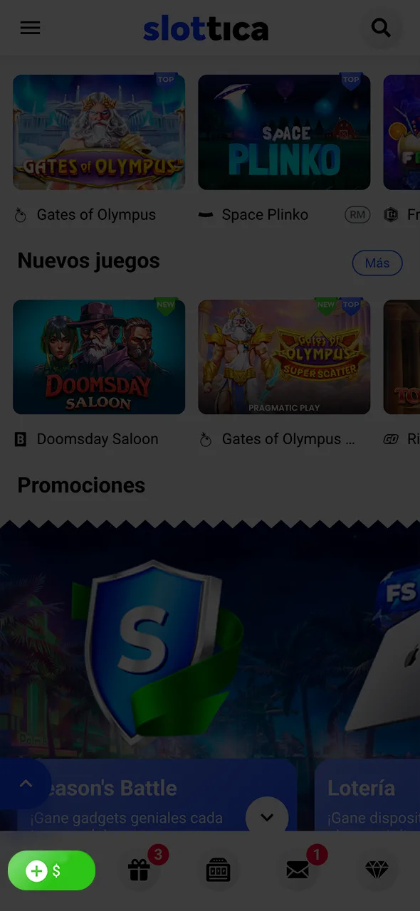Realiza un ingreso y elige tu juego favorito en el casino Slottica.