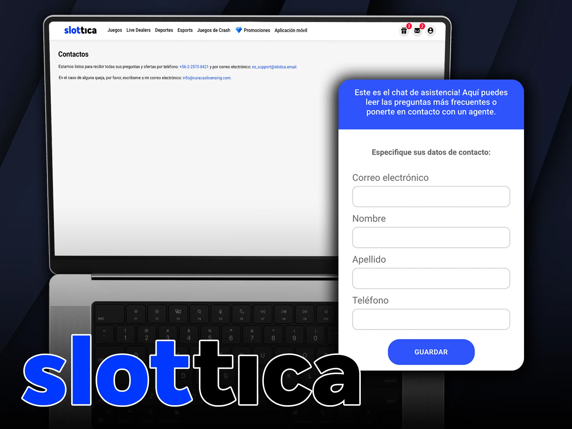 Descubre todas las formas de contactar con el servicio de atención al cliente de Slottica.