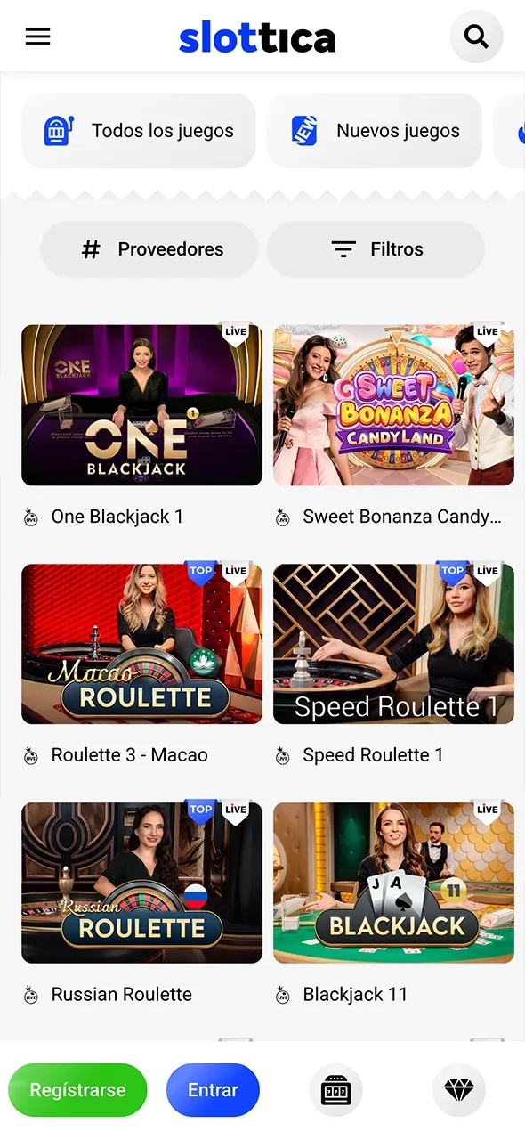 Explora todo el casino Slottica y juega tus títulos favoritos.