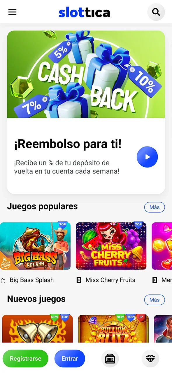 Visita la página de inicio del casino Slottica y accede al instante.
