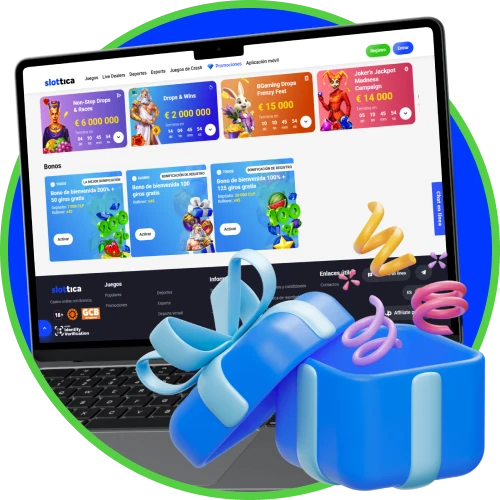 Bonos sin depósito disponibles en Slottica para jugadores de Chile.