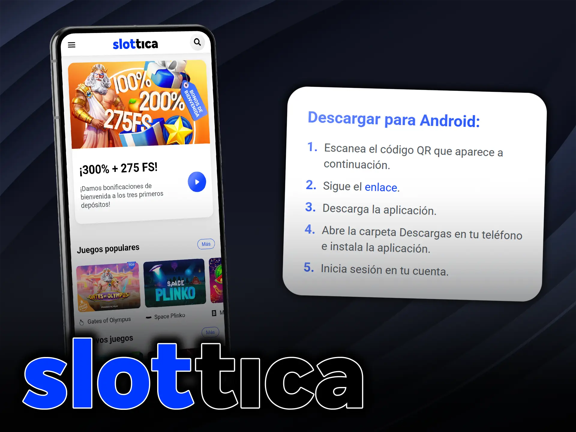 Descubre cómo instalar la aplicación Slottica en tu dispositivo Android.