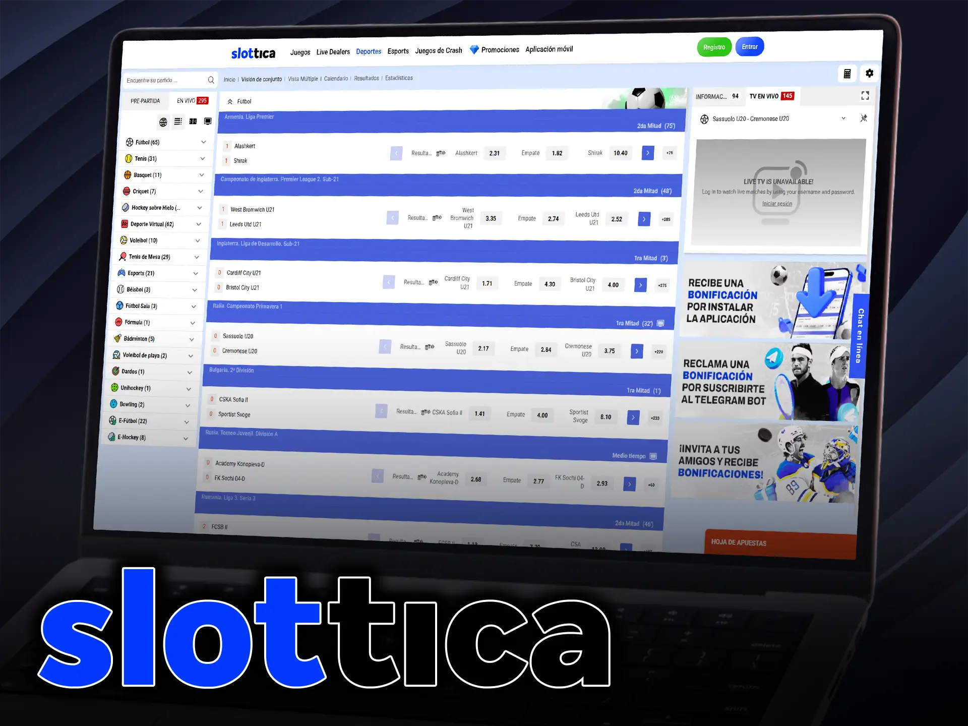 Slottica permite realizar apuestas en tiempo real con cuotas dinámicas.