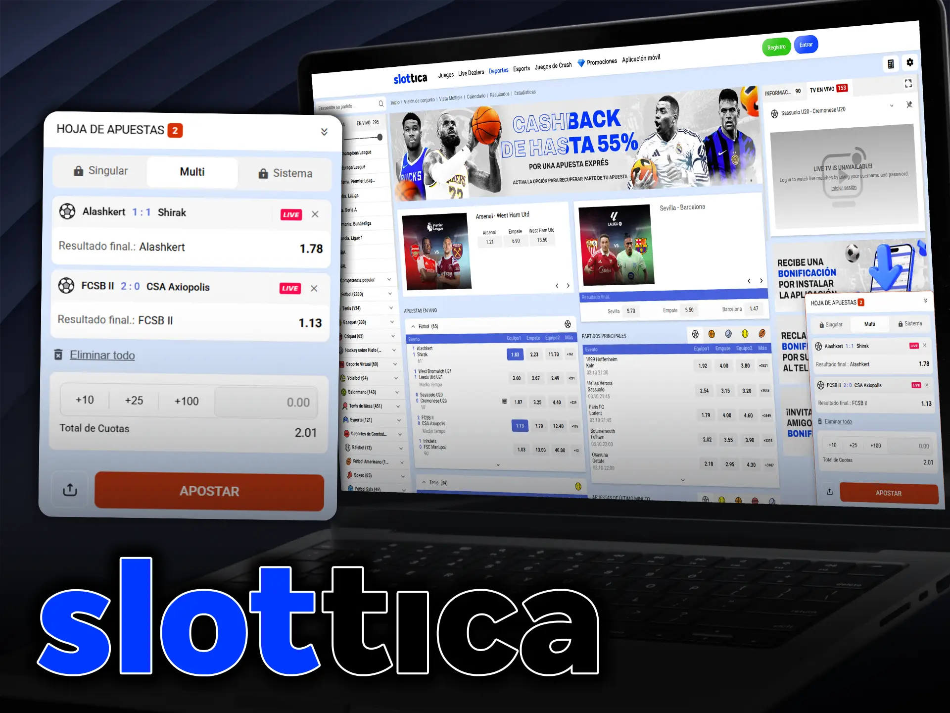 Slottica ofrece una amplia selección de tipos de apuestas deportivas.