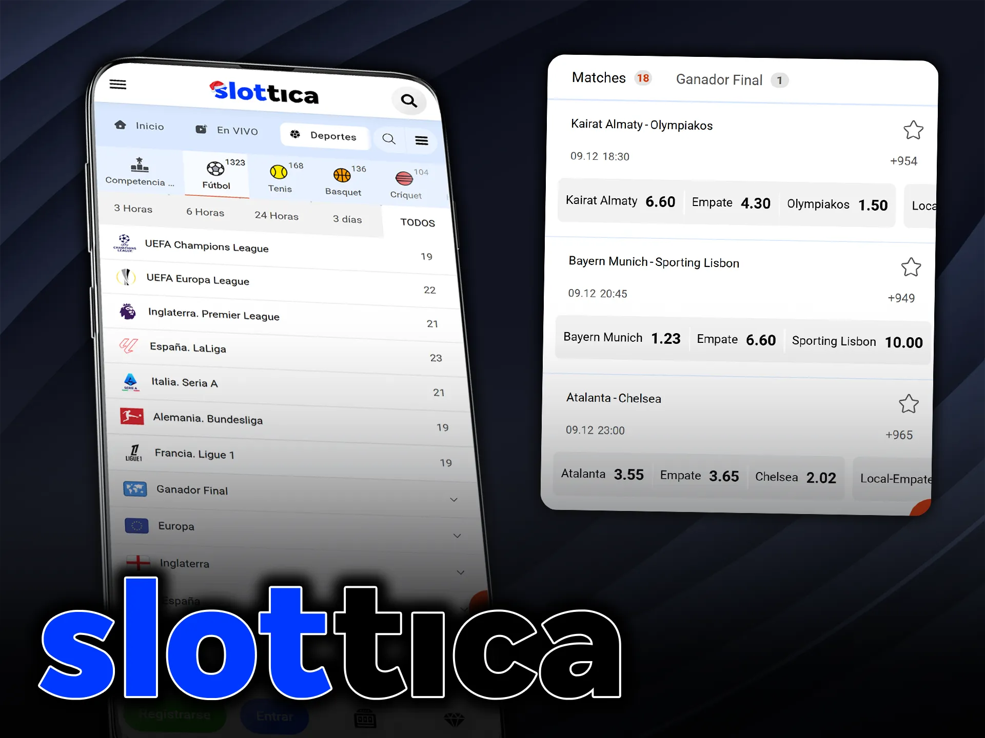 Apueste en las ligas de fútbol locales e internacionales en Slottica.