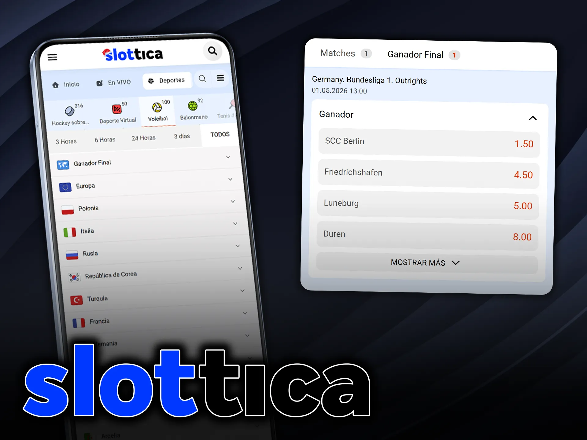 Apueste en voleibol profesional en tiempo real en Slottica.